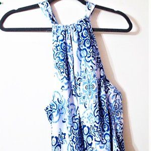 VINTAGE Blue/White Halter sz. XL